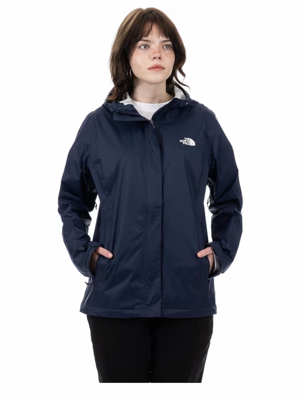 The North Face Women's Navy Hooded Waterproof Jacket